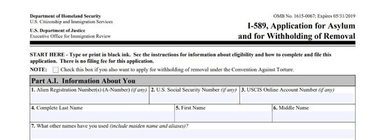 Application for Asylum and Withholding Removal