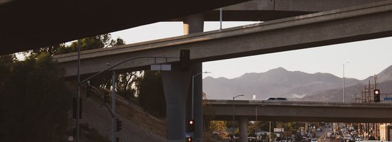 Highway under overpasses